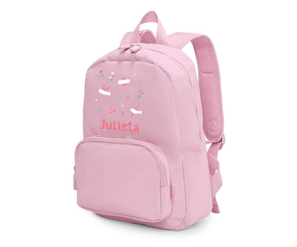 Mochila Solid Color Pink Personalizável Blossom Birds - Tutete
