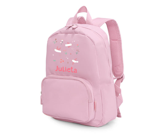 Mochila Solid Color Pink Personalizável Blossom Birds - Tutete