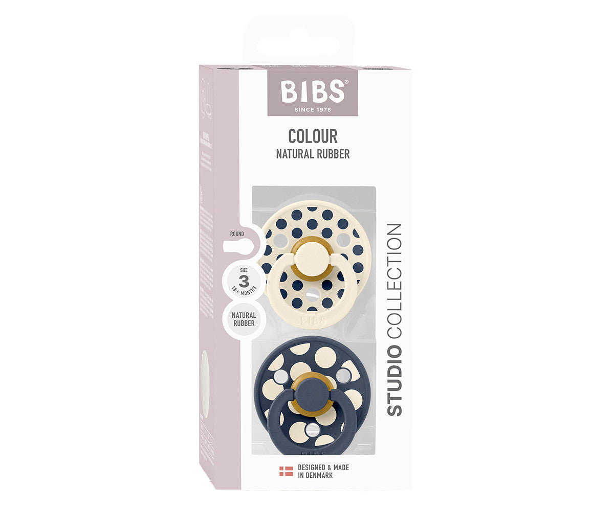 BIBS Studio Colour - Round Polka Ivory/Deep Space