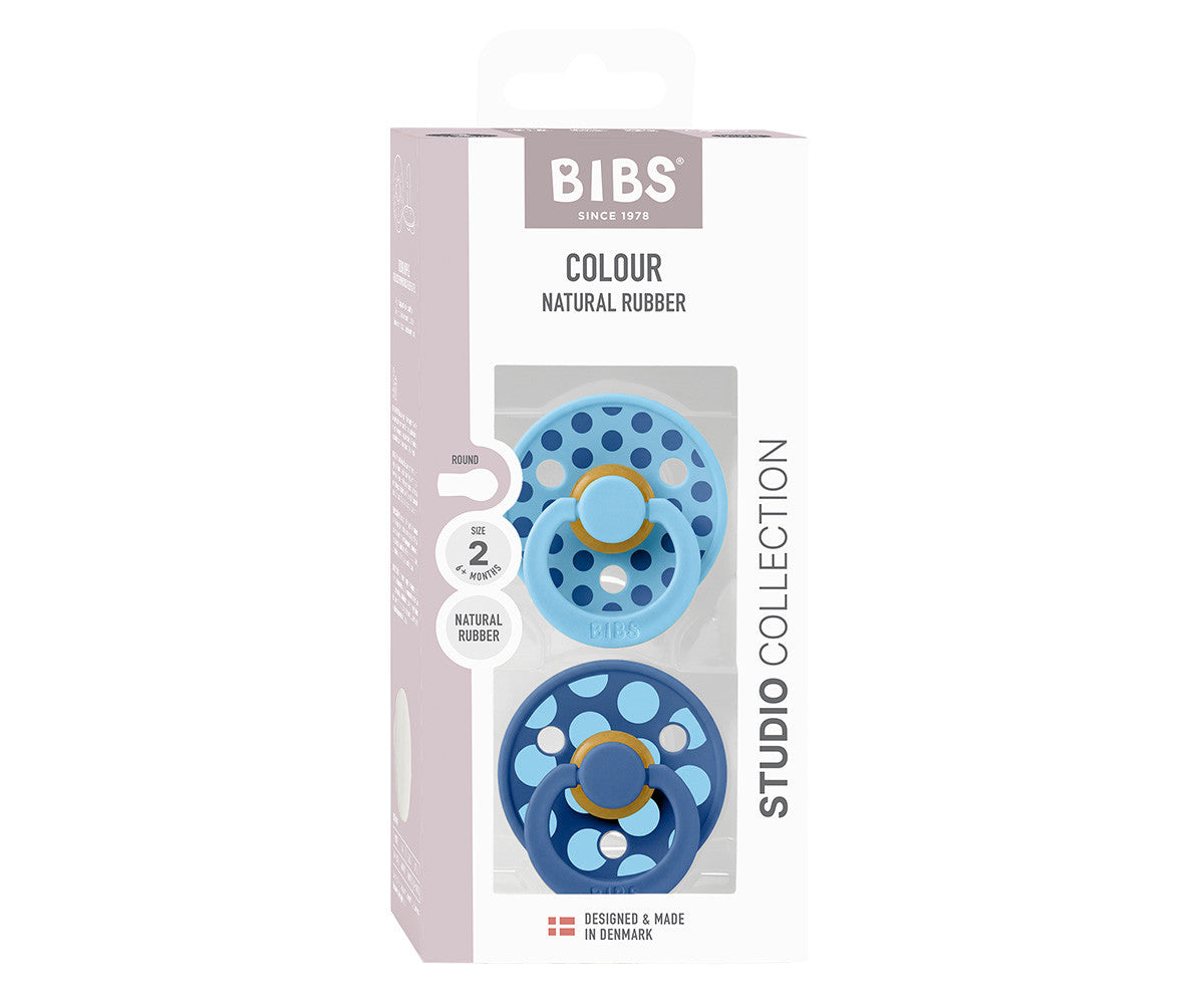 BIBS Studio Colour - Round Polka Breeze/Cornflower