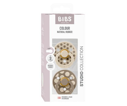 BIBS Studio Colour - Round Polka Vanilla/Dark Oak