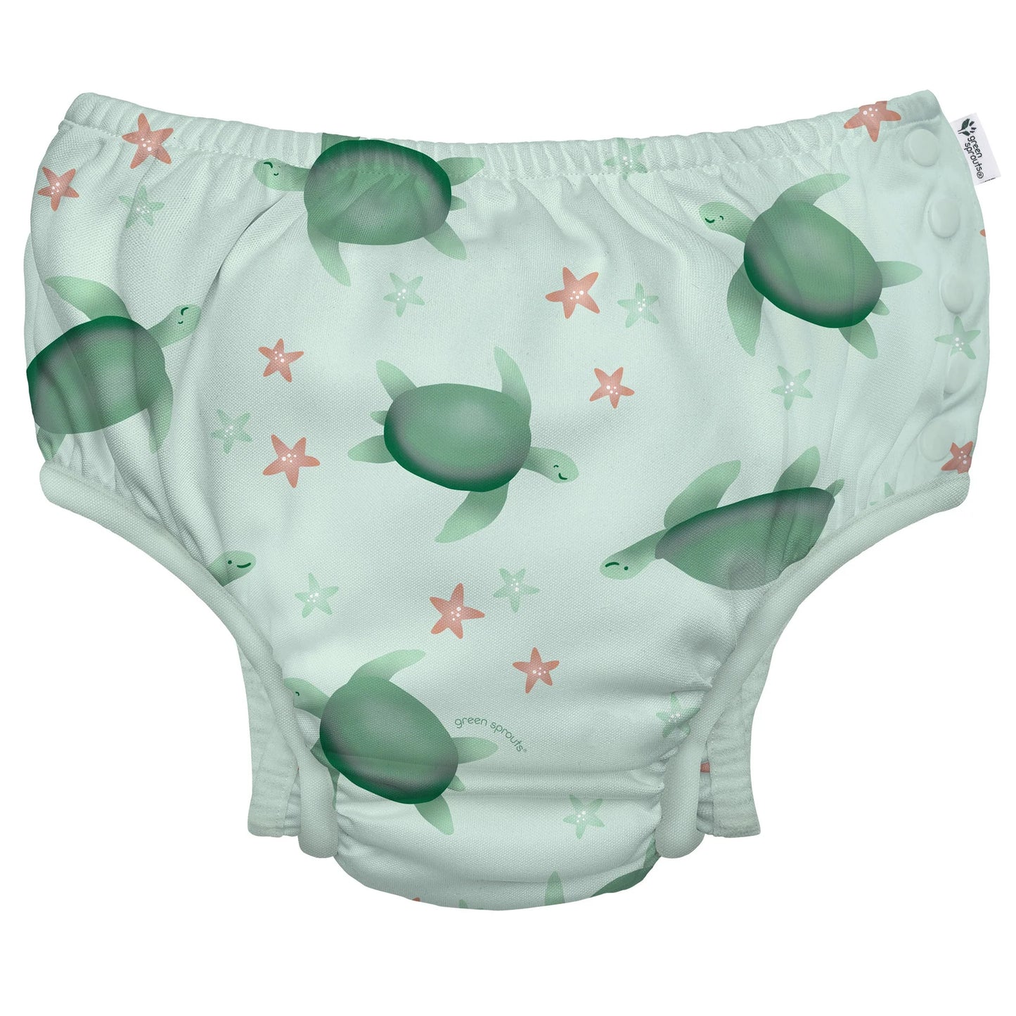Fralda Reutilizável Para Piscina e Praia - Light Sage Turtle