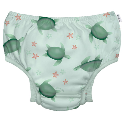 Fralda Reutilizável Para Piscina e Praia - Light Sage Turtle