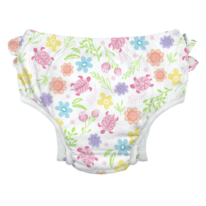 Fralda Reutilizável Para Piscina e Praia c/ Folho - White Turtle Floral