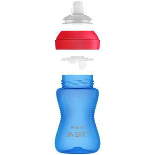 Copo de Aprendizagem c/ Bico Macio 300ml - Azul/Vermelho