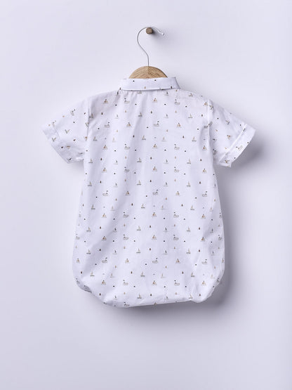 Body camisa com estampado de barquinhos à vela - SEA BREEZE