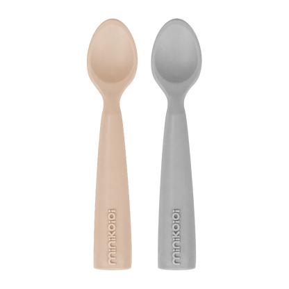 Pack de 2 Colheres de Silicone  - Bubble Beige/Powder Grey