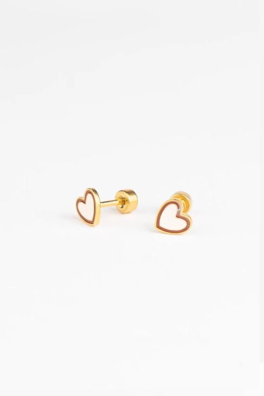 Brincos Studs Earrings - Duo Heart