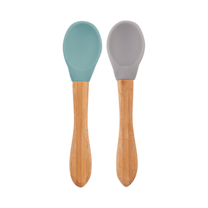 Pack de 2 Colheres de Silicone e Bamboo - Green/Powder Grey
