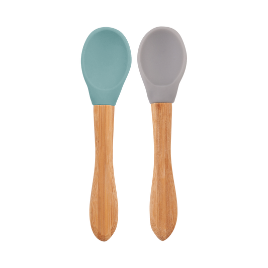 Pack de 2 Colheres de Silicone e Bamboo - Green/Powder Grey