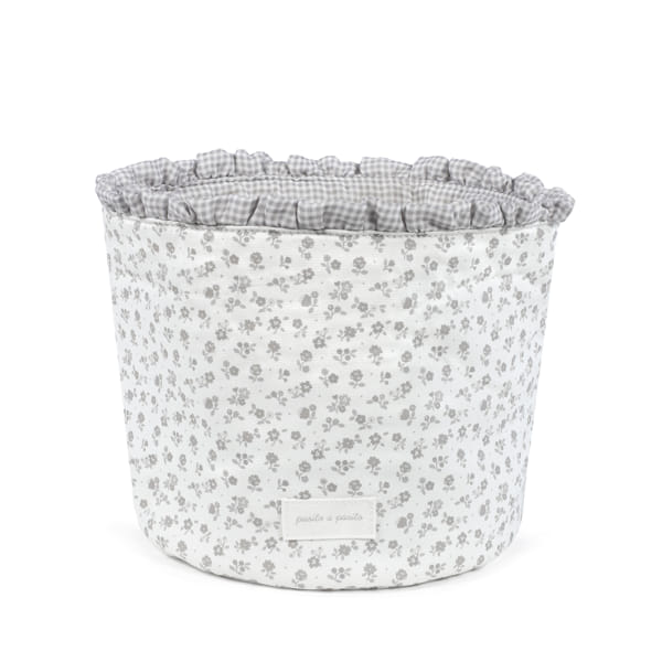 Pasito a Pasito Cesta Organizadora - Little Bloom Flowers Gris