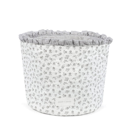 Pasito a Pasito Cesta Organizadora - Little Bloom Flowers Gris
