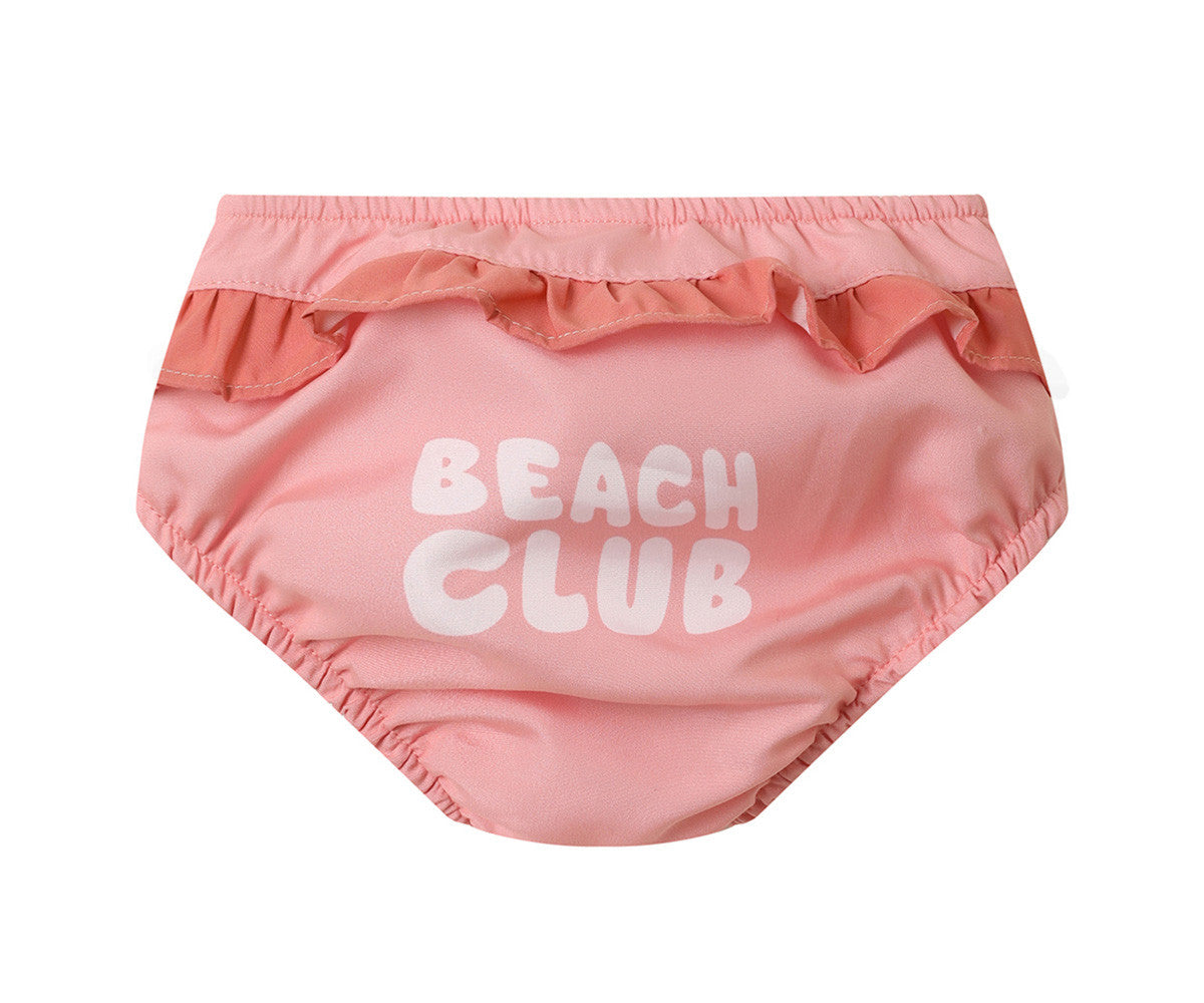 Fralda de Banho com folho Monnëka Stripes Bloom & Blush
