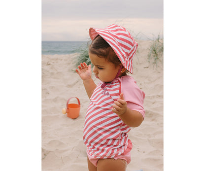 Fralda de Banho com folho Monnëka Stripes Bloom & Blush