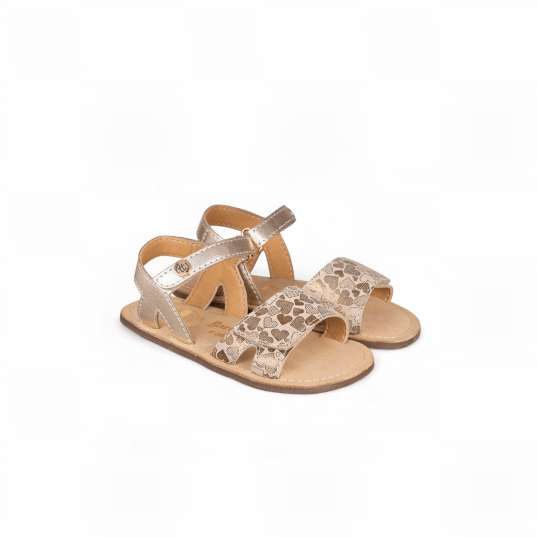 Sandálias em Pele com Velcro Corações Barefoot | Chetto
