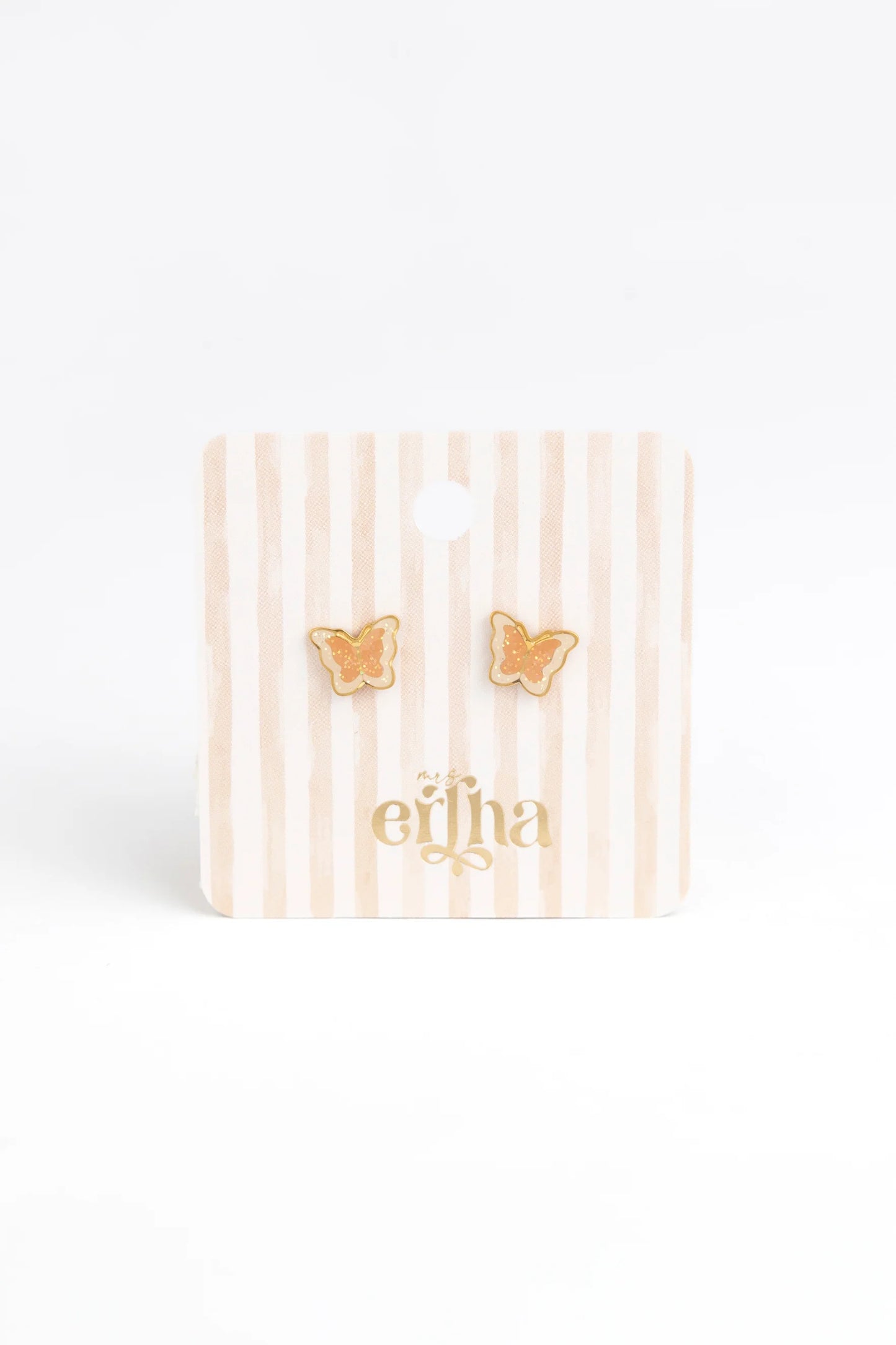 Brincos Studs Earrings - Glitter Butterfly