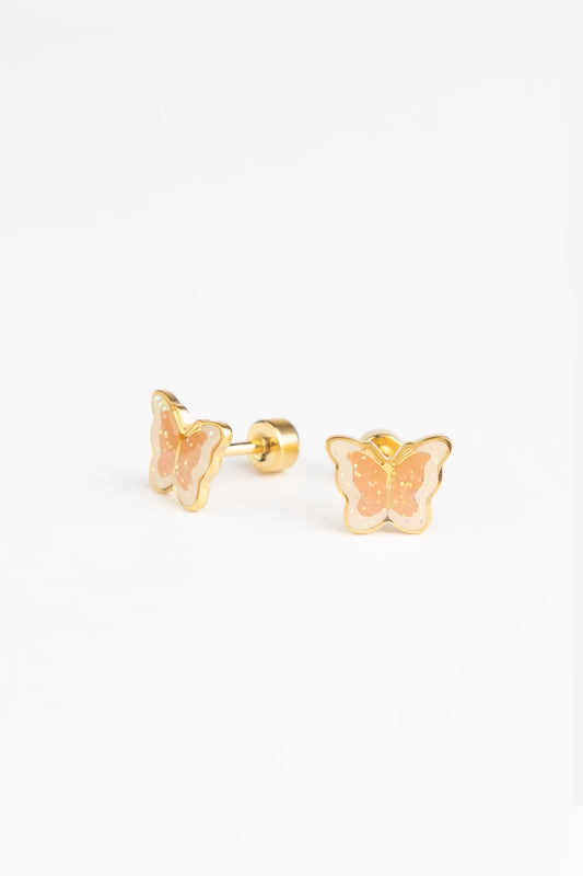 Brincos Studs Earrings - Glitter Butterfly