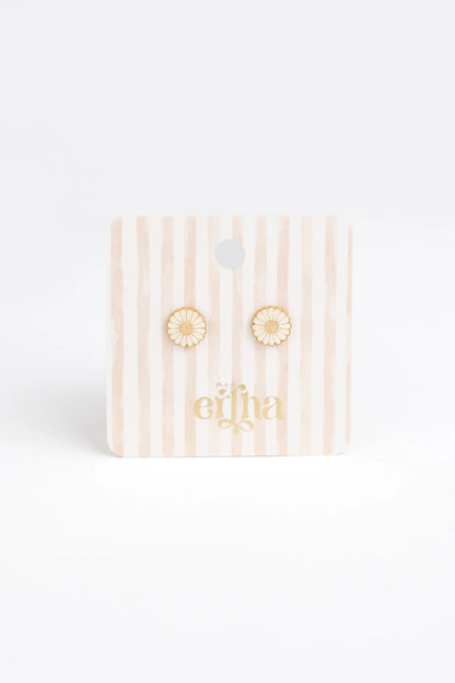 Brincos Studs Earrings - Golden Daisy