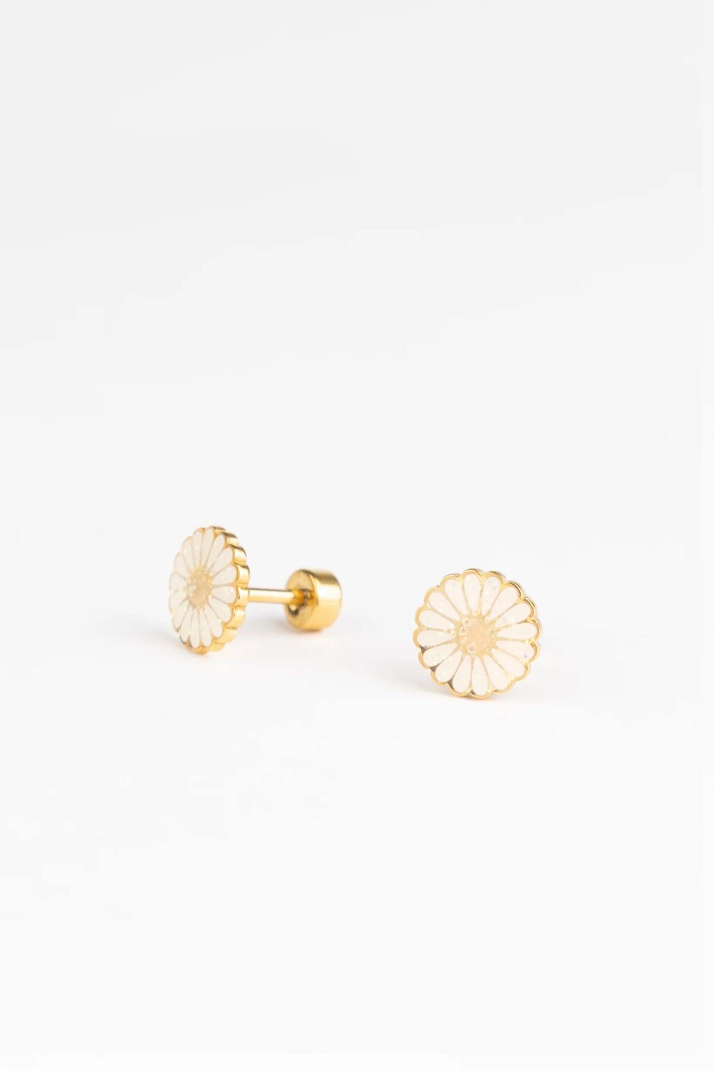 Brincos Studs Earrings - Golden Daisy