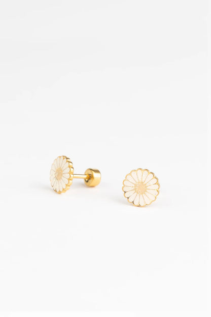 Brincos Studs Earrings - Golden Daisy