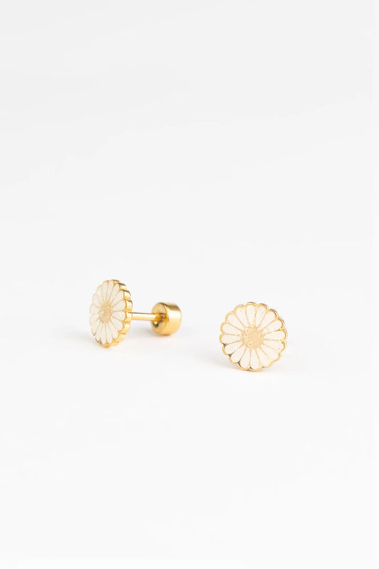 Brincos Studs Earrings - Golden Daisy