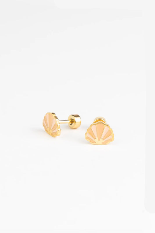 Brincos Studs Earrings - Golden Shell