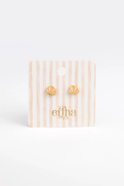 Brincos Studs Earrings - Golden Shell