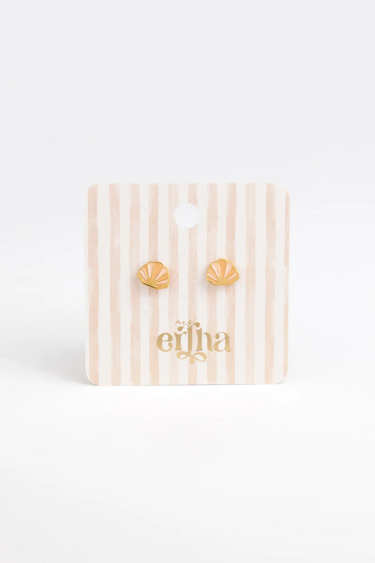 Brincos Studs Earrings - Golden Shell