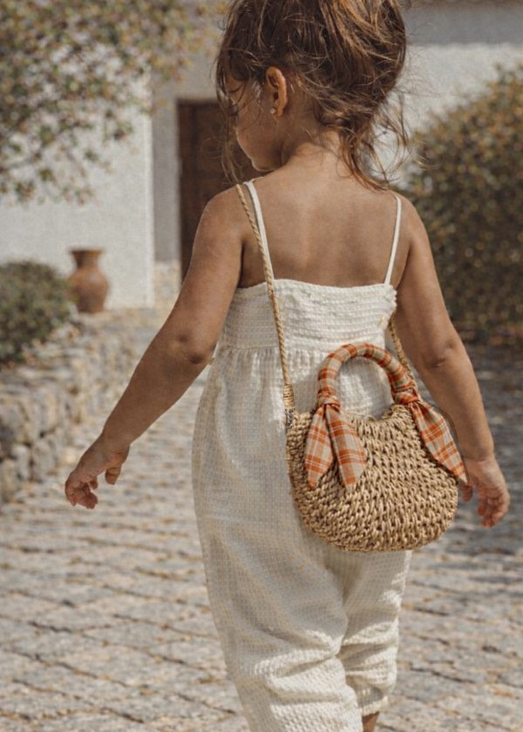 Mini Mala de Palha Honey Plaid | Mrs Ertha