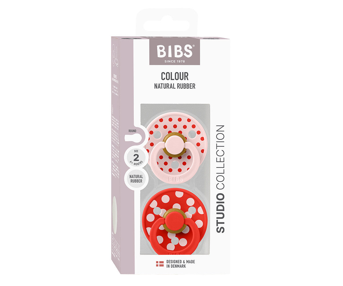 BIBS Studio Colour - Round Polka Blossom/Candy Apple