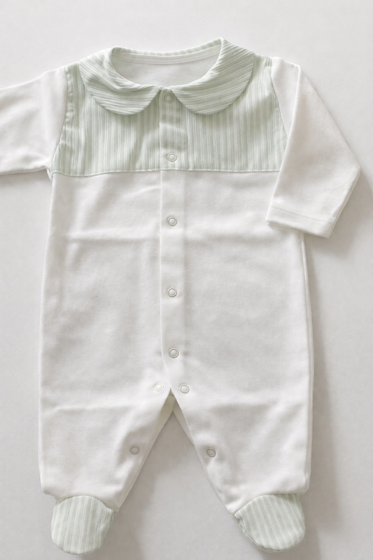 Mighty Love - Babygrow Piquenique com Riscas Verdes