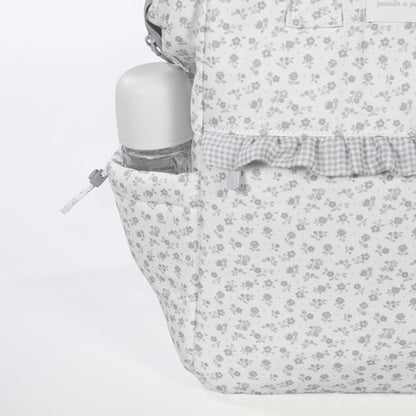 Pasito a Pasito Mochila - Little Bloom Flowers Gris Pasito a Pasito