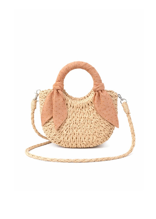 Mini Mala de Palha Blush Dots | Mrs Ertha