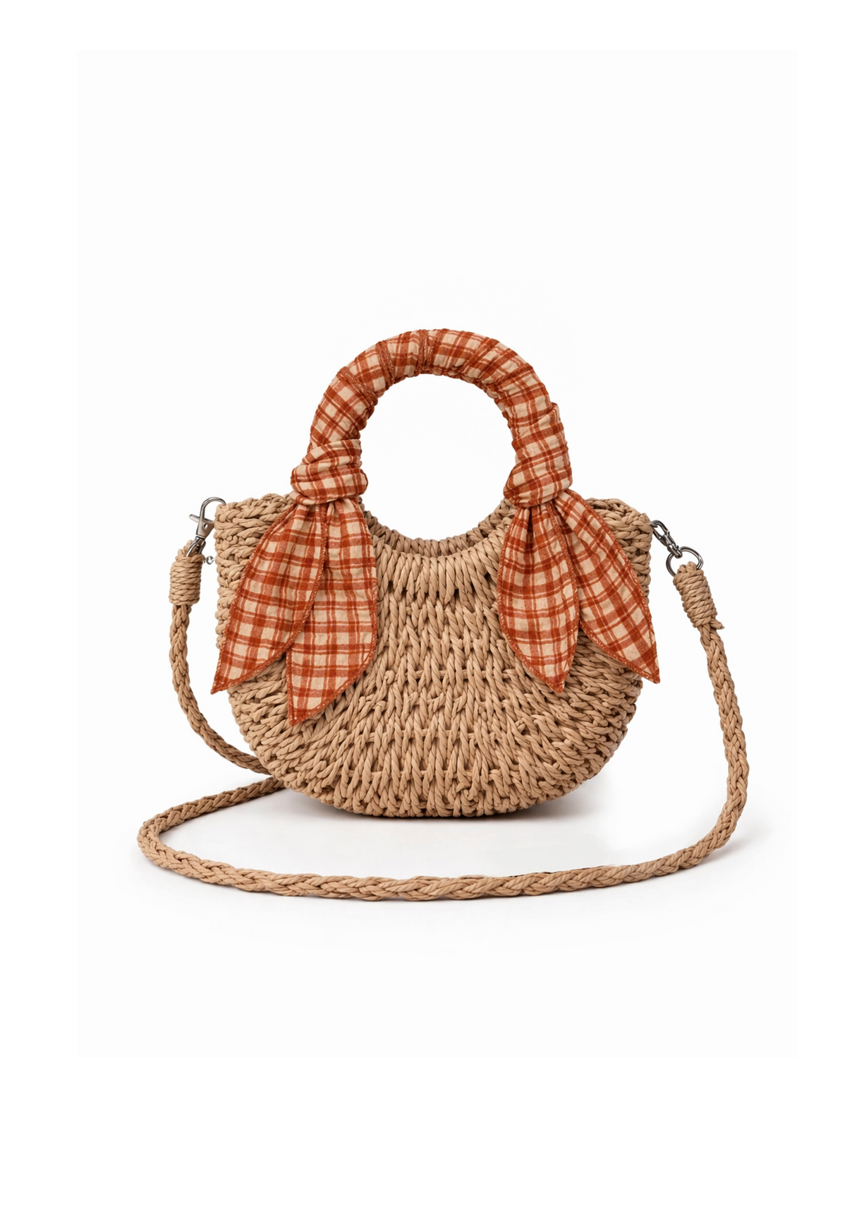 Mini Mala de Palha Honey Plaid | Mrs Ertha