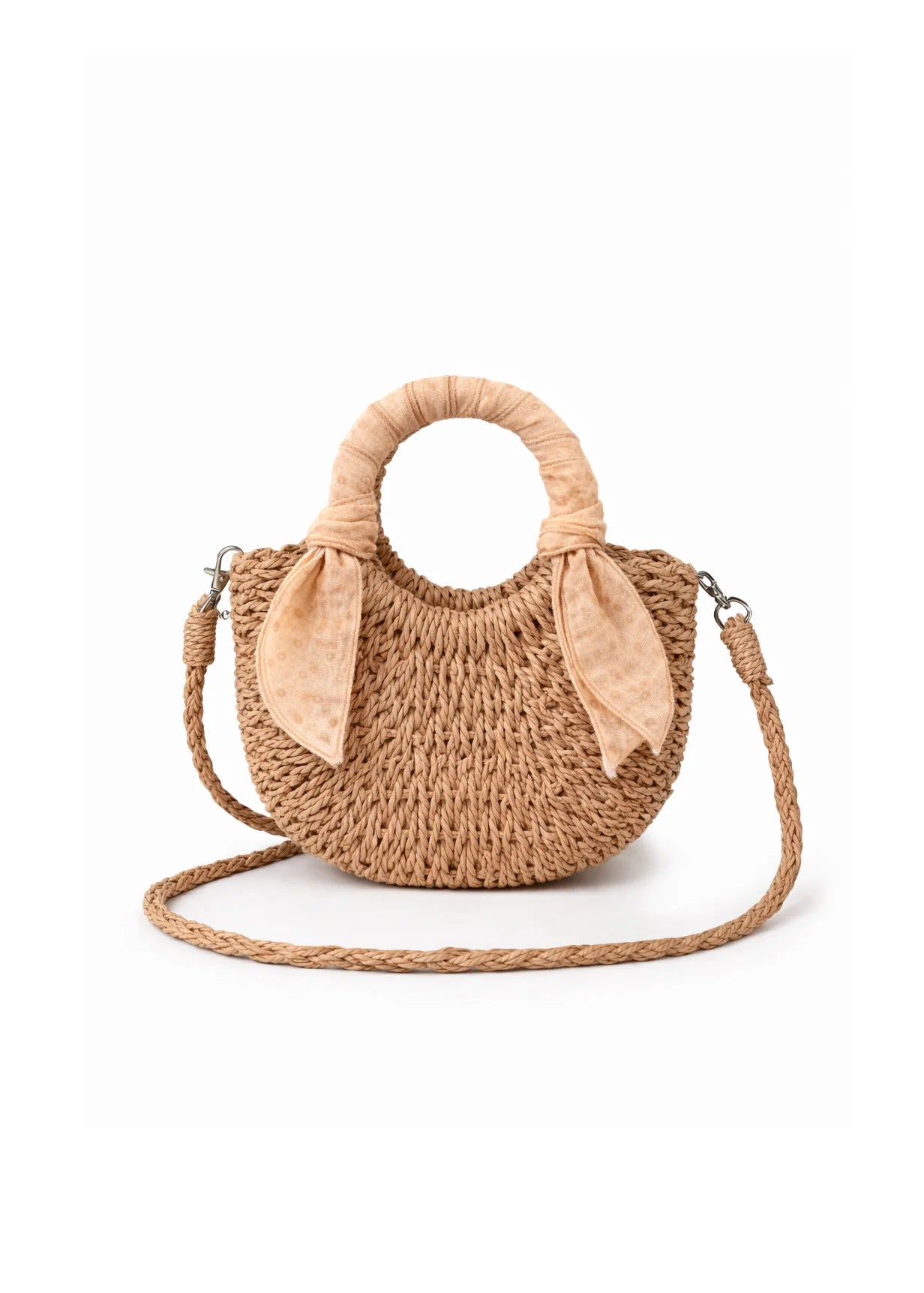 Mini Mala de Palha Neutral Dots | Mrs Ertha