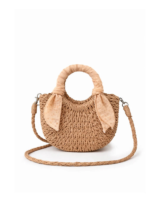 Mini Mala de Palha Neutral Dots | Mrs Ertha