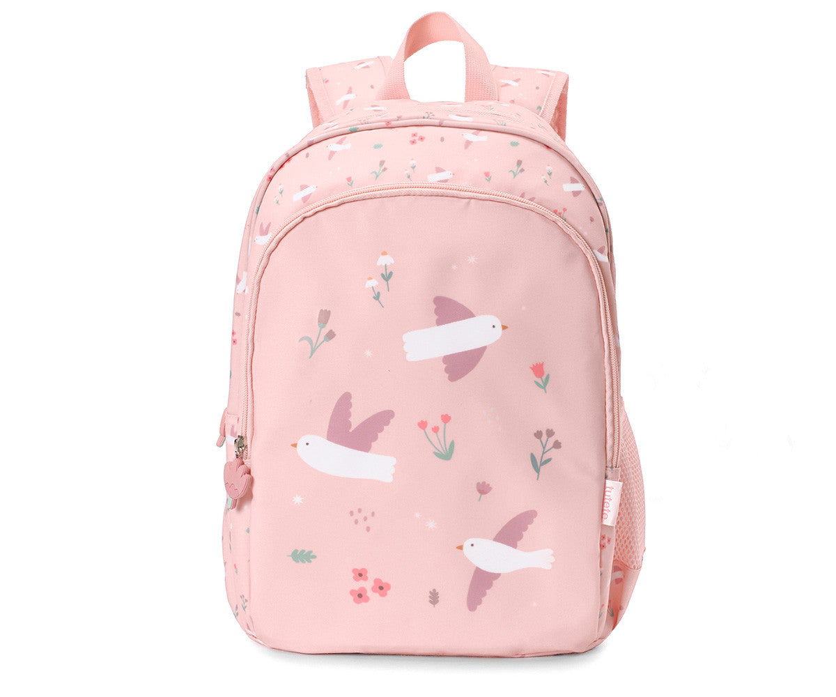 Mochila Média + Porta-chaves Personalizável Tutete - Blossom Birds