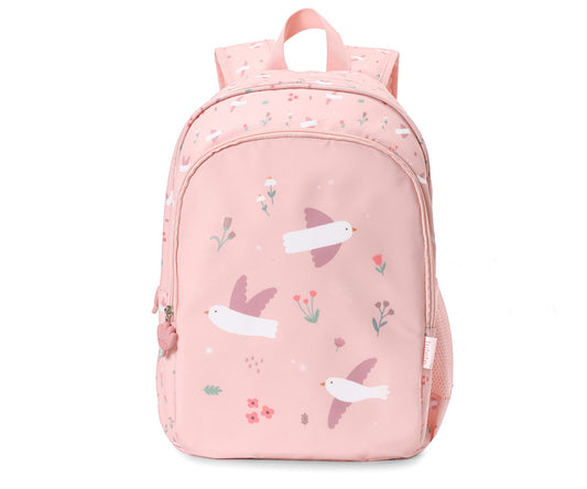 Mochila Média + Porta-chaves Personalizável Tutete - Blossom Birds