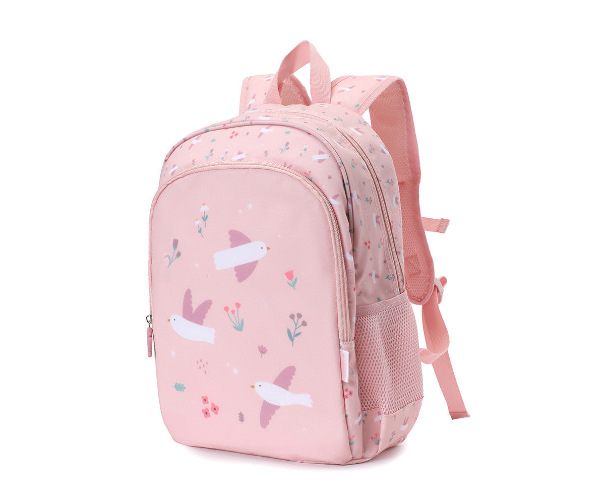 Mochila Média + Porta-chaves Personalizável Tutete - Blossom Birds