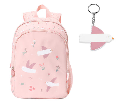 Mochila Média + Porta-chaves Personalizável Tutete - Blossom Birds