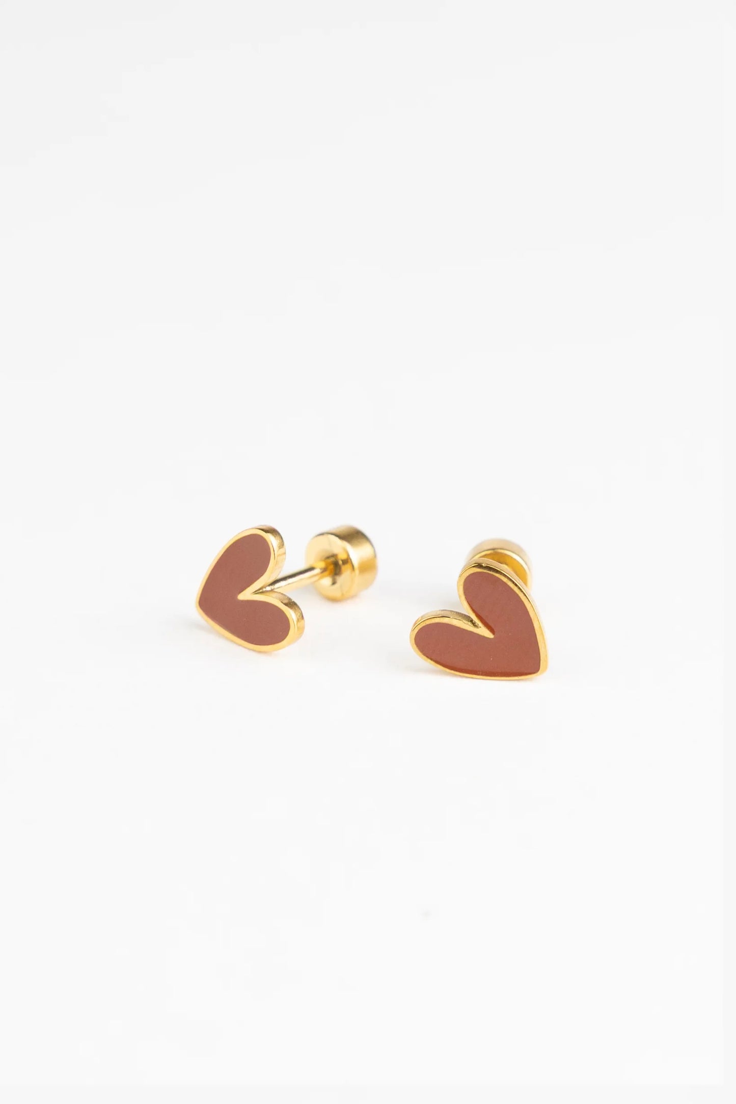 Brincos Studs Earrings - Organic Heart