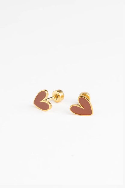 Brincos Studs Earrings - Organic Heart