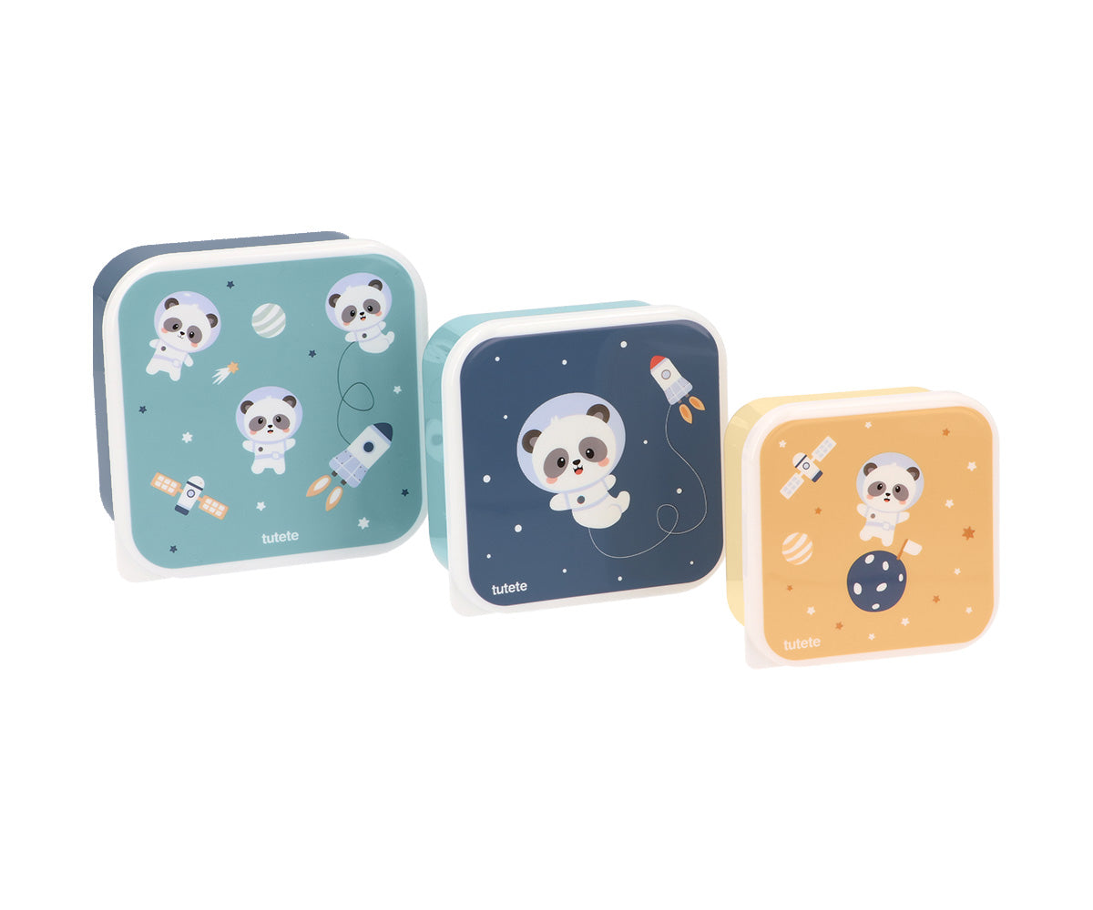 Pack 3 Caixas Lancheiras Tutete - Pandas In Space