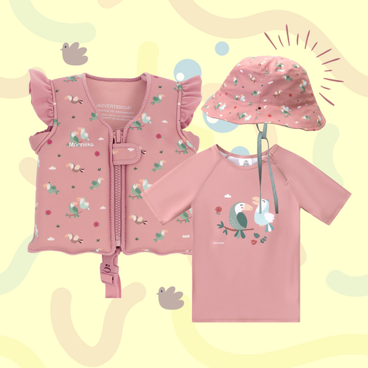 Pack Verão - Colete + t-shirt + Chapéu Monneka Toucan (+2 anos)