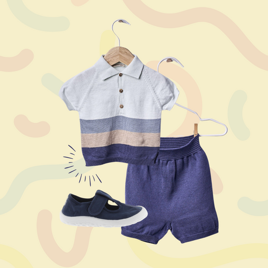 Conjunto Roupinha + Sapatilha de Lona (2-4 aos) Azul