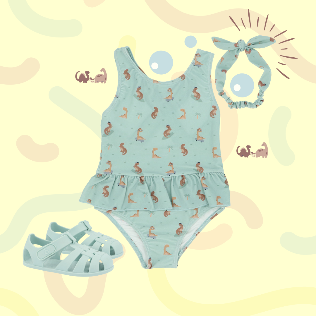 Pack Praia - Fato de Banho + Fita + Sandália Cool Dinos