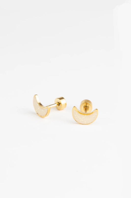 Brincos Studs Earrings - Shiny Moon