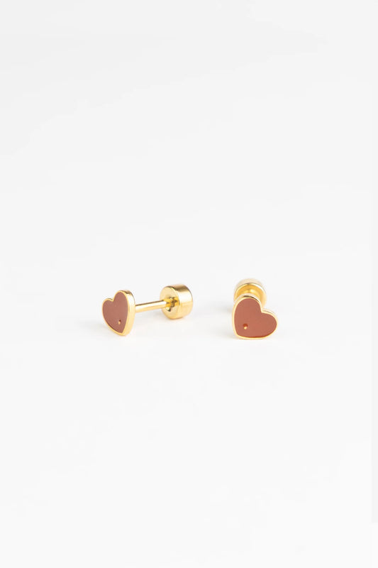 Brincos Studs Earrings - Tiny Heart
