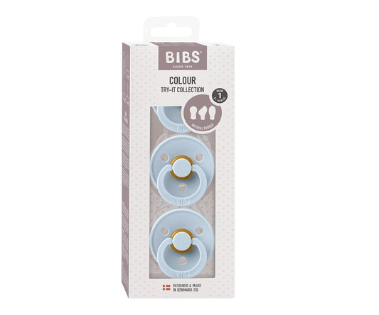 Pack 3 Chupetas BIBS Try-It Baby Blue