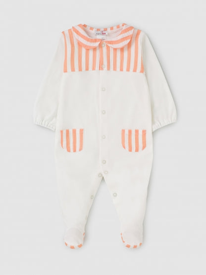 Mighty Love - Babygrow com Riscas Coral e Gola Redonda Maria Manuel